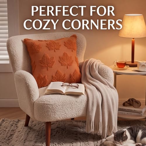 Set of 2 Orange Maple Leaf Pillow Covers 18"x18" for Fall Decor