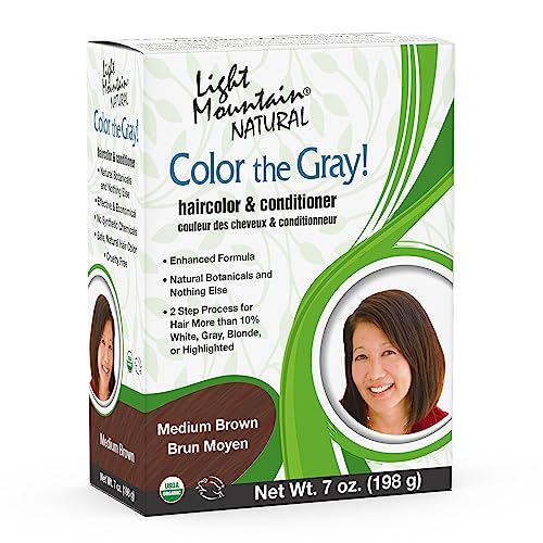 Light Mountain Natural Henna Hair Color & Conditioner - Medium Brown, 7 Oz