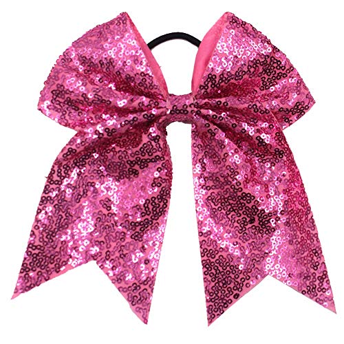 Multi-Colored 12PCS 8-Inch Sparkly Cheer Hair Bows for Girls & Teens