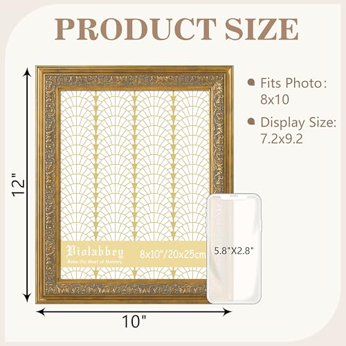 VIOLABBEY 8x10 Vintage Gold Picture Frame - Ornate Design