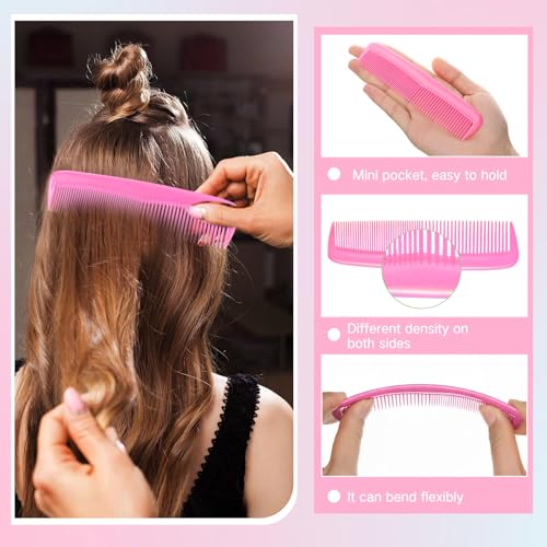 Nuogo Mini Wet Hair Brush & Comb Set for Kids - 24 Pcs Pink