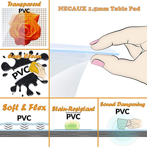 NECAUX Clear PVC Table Cover Protector 12x16 Inches - Waterproof & Scratch Resistant