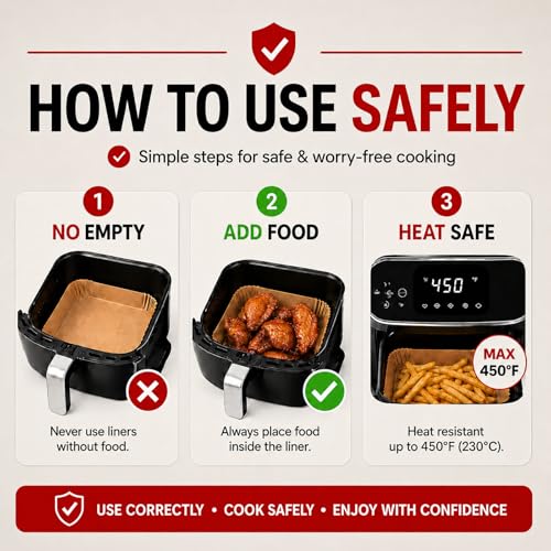100 PCS Round Disposable Air Fryer Liners for 5-8 QT Baskets