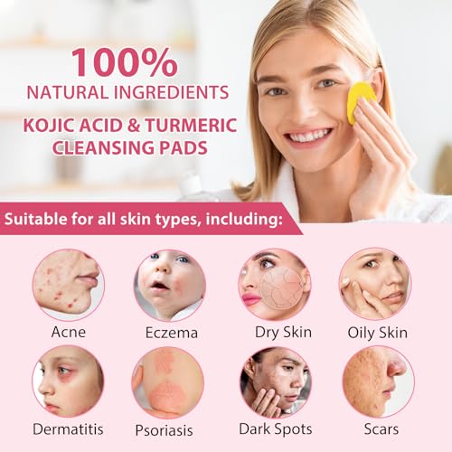 Turmeric Kojic Acid Cleansing Pads - 80 PCS Exfoliating, Deep Clean