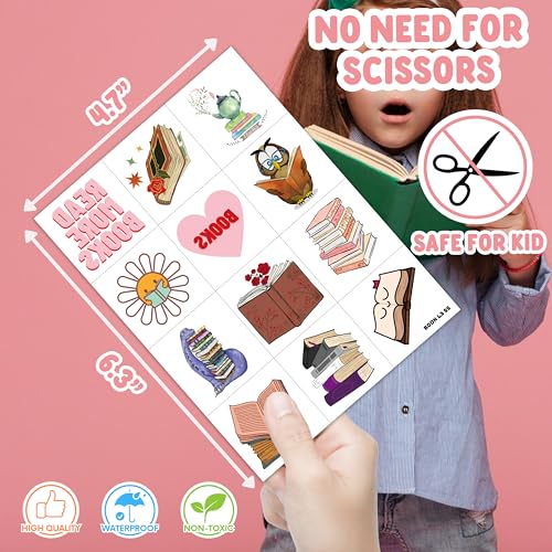 60 PCS Book-Themed Temporary Tattoos for Kids & Adults