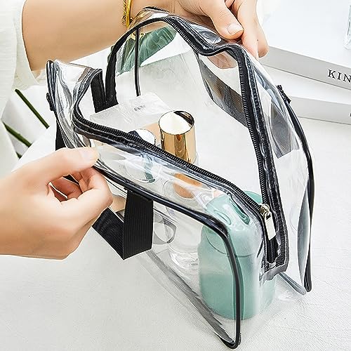 APREUTY Black 3 Pack Large Clear Makeup Bags - TSA Approved