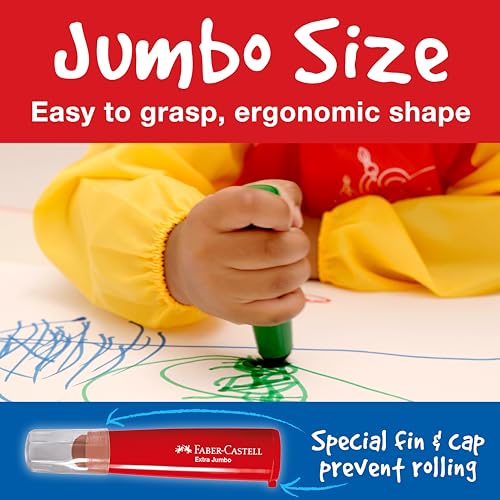 Faber-Castell Little Creatives Extra Jumbo Washable Markers - 6 Colors for Kids