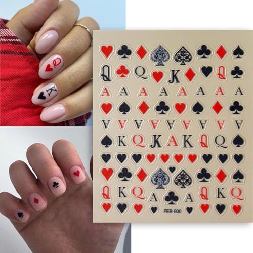 Poker Nail Stickers - 3D Playing Card Nail Art Decals
