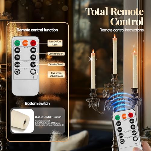 Flameless Taper Candles with Fairy String Lights - Remote & Timer