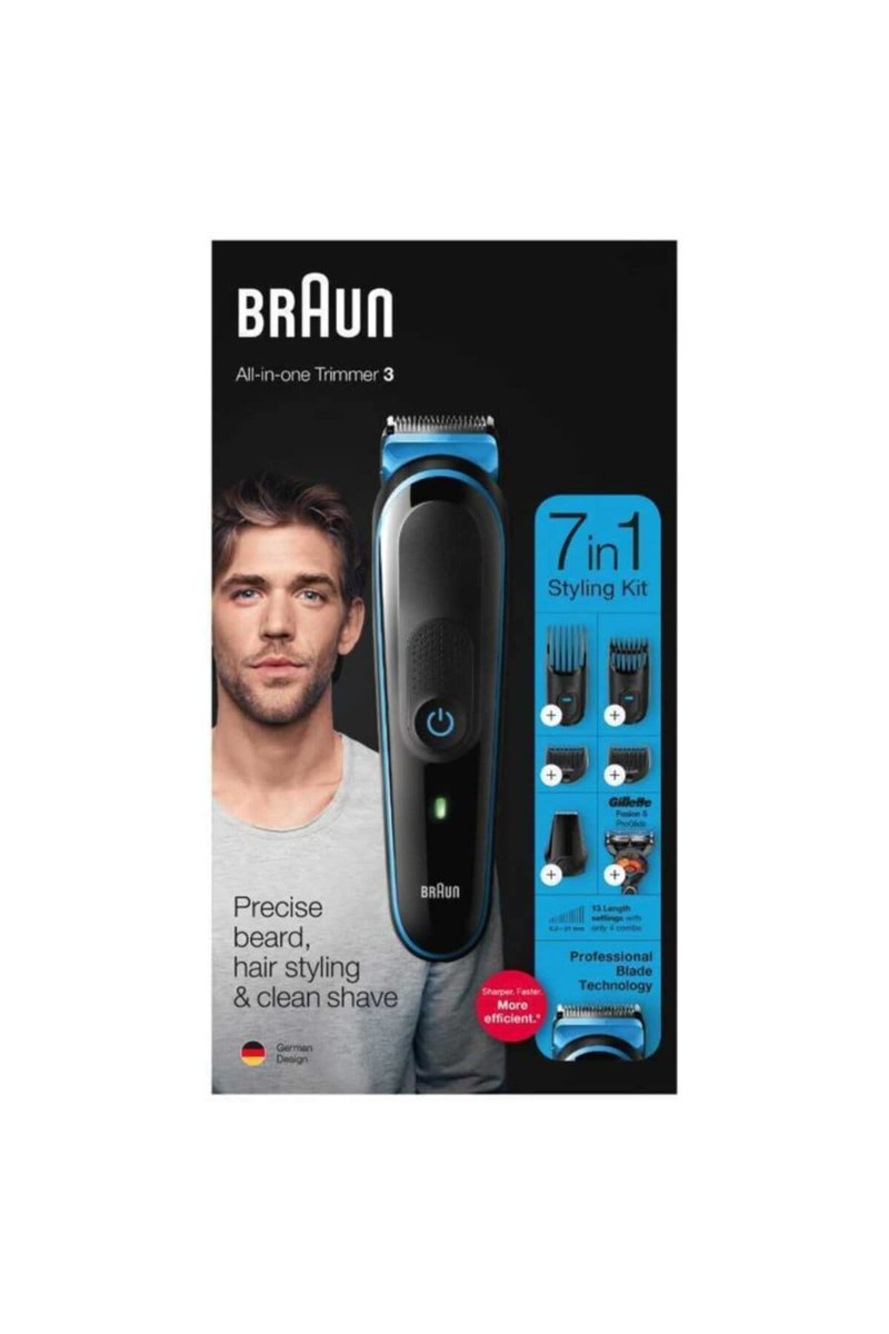 Braun Hair Clippers for Men MGK3245, 7-in-1 Beard Trimmer, Mens Grooming Kit, Cordless & Rechargeable with Gillette ProGlide Razor
