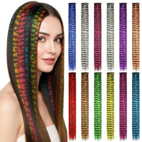 Suncalla 18" Stripe Raccoon Tail Wig Extensions - Set of 12, Halloween & Festival Costume Accessory