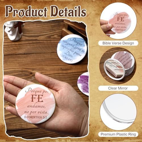 GlikCeil 40 Pcs Christian Compact Mirrors Bulk – 10 Styles, Inspirational Bible Verses for Women