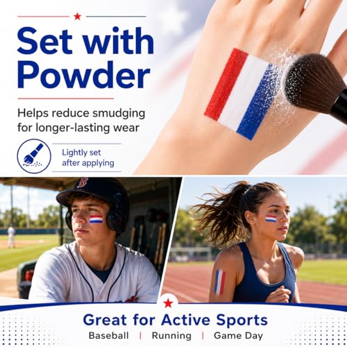 USA Flag Eye Black Stick - Red White and Blue Face Paint for Game Day