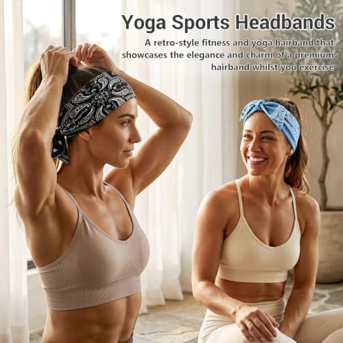 DRESHOW 6 Pack Adjustable Knotted Headbands for Women - Paisley Print