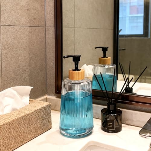 Nortsa Miira Glass Soap Dispenser Set of 2 - 12oz Thickened Glass for Bathroom & Kitchen