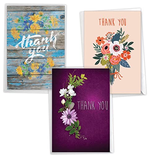 NobleWorks Assorted Thank You Cards Pack of 3 with Envelopes