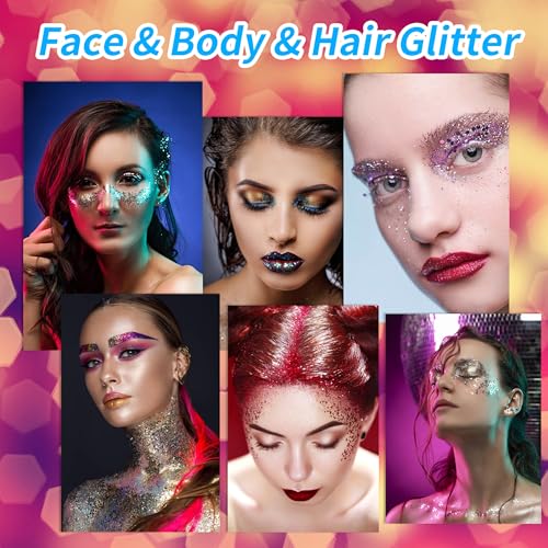 Meicoly 12-Color Face & Body Glitter Palette Set – Mermaid Gel, Festival Sparkle