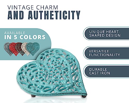 Comfify Blue Cast Iron Heart Trivet for Hot Pots & Pans