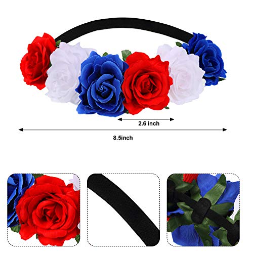 4th of July Accessories Set for Women - Patriotic Headband Necklace Earrings Bundle