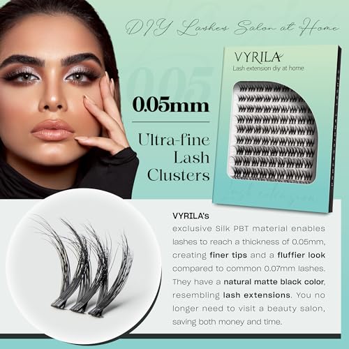 VYRILA 0.05mm Green Cozy-D Lash Clusters (8-16mm Mix) - Fluffier Look
