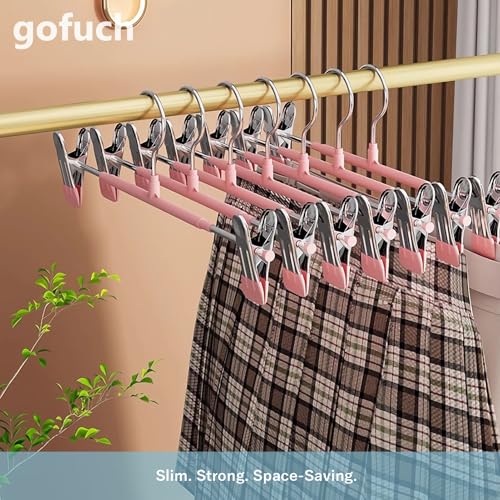 Heavy Duty Pants Hangers with Clips - 8 Pack Adjustable Space Saving