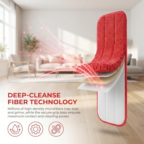 Microfiber Mop Pads 18x6 - Reusable & Washable 6 Pack