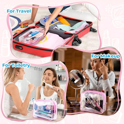 CHICAUP 6-Piece Clear TSA Approved Toiletry Bags, Waterproof Travel Pouch Set