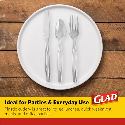 Glad Clear Disposable Plastic Cutlery Set - 120 Count Heavy Duty Utensils
