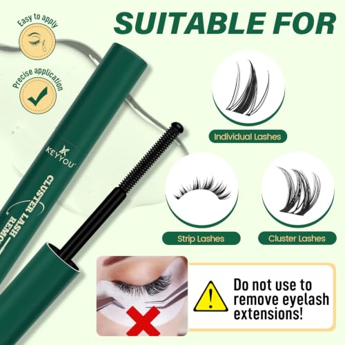 KEYYOU 2-Pack Lash Bond & Seal with Remover - Latex-Free, Waterproof Eyelash Glue