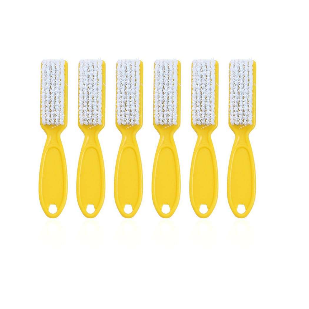 6Pcs Handle Grip Nail Brush Set - Manicure & Pedicure Cleaning Tools | White Fingernail & Toenail Brushes