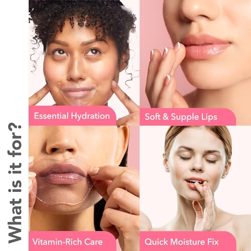 Patchology Rosé Gel Lip Mask - Hydrating Strawberry Lip Treatment | 5ct