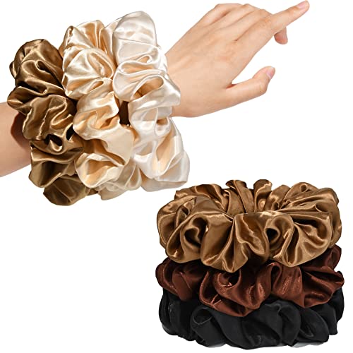 Extra Large Satin Scrunchies for Thick Hair - Pack of 6