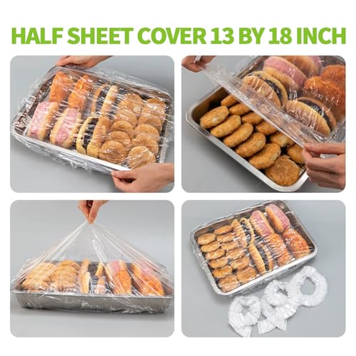 50 Pack Reusable Elastic Baking Sheet Covers - 13x18 Inch Food Storage