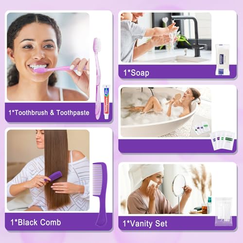 12-in-1 Travel Toiletry Kit, 5-Pack Bulk Personal Hygiene Sets for Travel