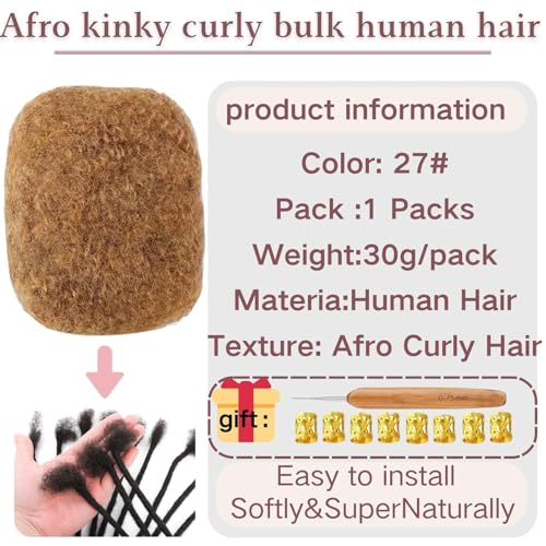 MYCNIMY 8-Inch Afro Kinky Bulk Human Hair for Dreadlocks and Twists