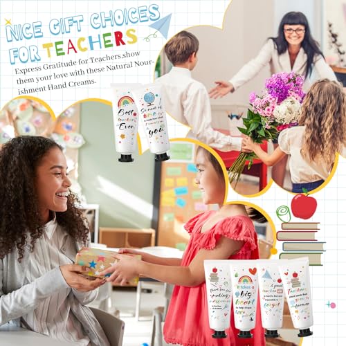 Teacher Appreciation Hand Cream Set - Moisturizing Lotion with Cards & Organza Bags, 72 Travel Size Gifts