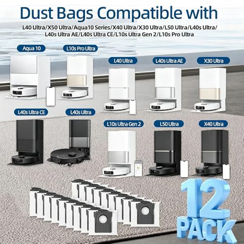 12 Pack Replacement Dust Bags for Dreame Robot Vacuums