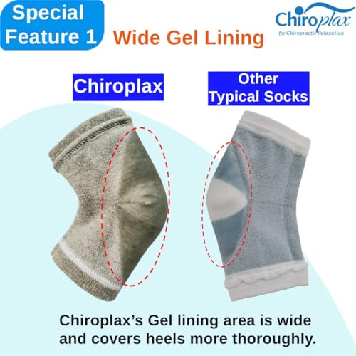 Chiroplax Black Vented Moisturizing Gel Heel Socks (2 Pairs) Spa-Quality Overnight Foot Care