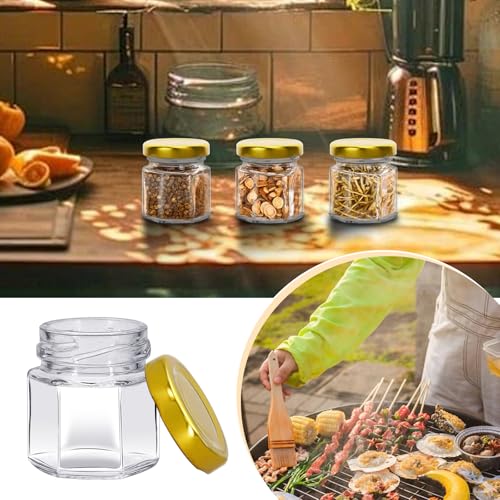 10 Pack Mini Clear Glass Honey Jars with Airtight Lids - 1.5 oz