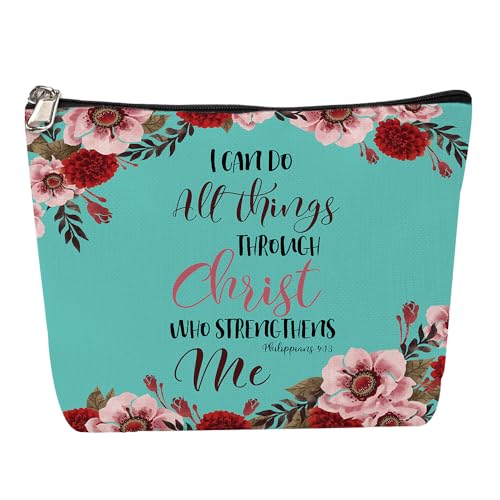 WIRESTER Christian Bible Verses Philippians 4:13 Makeup Bag 10x8 Inch Travel Organizer