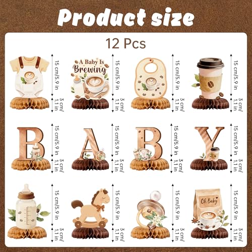 Coffee Themed Baby Shower Centerpieces - 12 Honeycomb Props