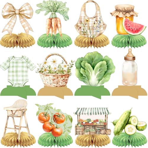 Farmers Market Baby Shower Decorations - 12 Honeycomb Centerpieces