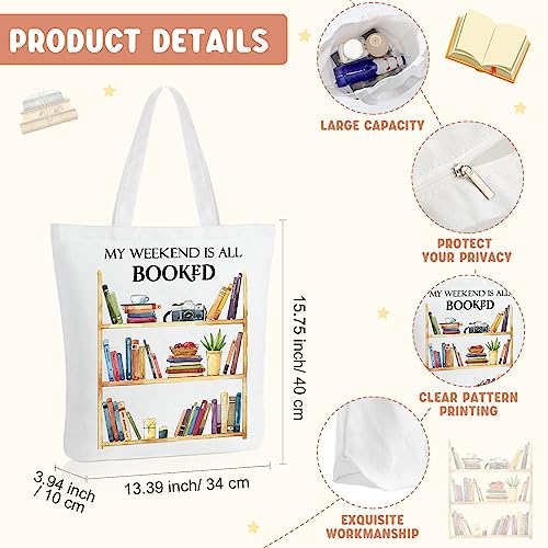 Sweetude Book Lover Gifts Booked Tote Bag Bracelet Pouch Keychain Set for Women