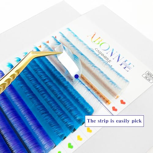 ABONNIE 0.07-D Blue Ombre Colored Lash Extensions 12-15mm Easy Fan Volume Lashes