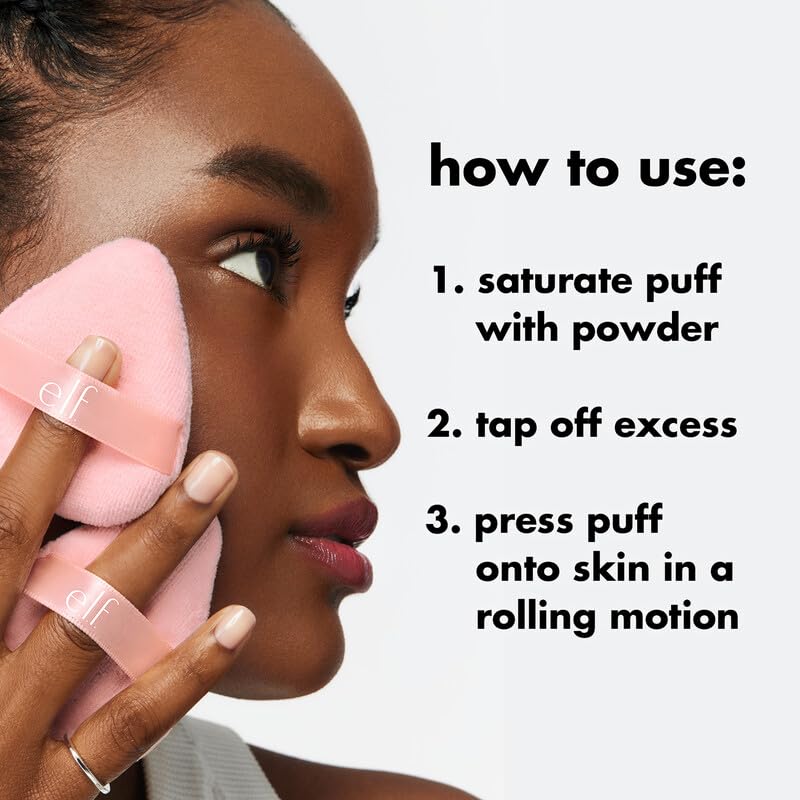 e.l.f. Halo Glow Powder Puff - Soft Reusable Puff for Loose & Pressed Powders | Vegan & Cruelty-Free