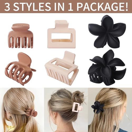 USDNICE Brown Flower Hair Claw Clips 9-Pack for Women - Multiple Styles & Sizes
