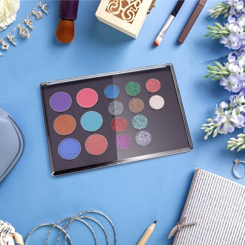 AJLTPA XL Large Magnetic Makeup Palette 9.25x6.57in with Clear Top & 40 Metal Stickers