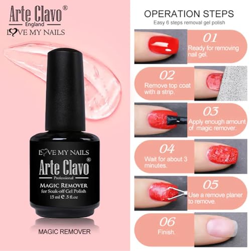 Arte Clavo Gel Nail Polish Remover 15ml - Quick & Easy Formula