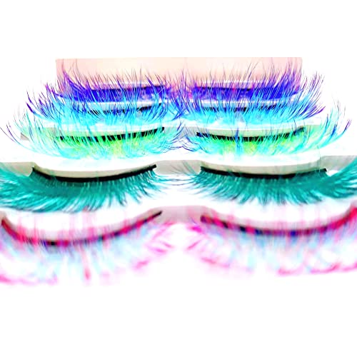 Sunniess Ombre Colored False Eyelashes - Fluffy D-Curl Silk Lashes (5 Pairs)