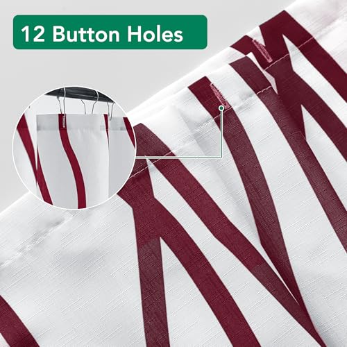 Biscaynebay Burgundy & White Modern Shower Curtain - 72"x72" Luxury Linen